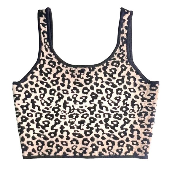 Leopard Print Cropped Knit Tank Top Medium by Kendall & Kylie Womens Stretchy - Picture 1 of 7